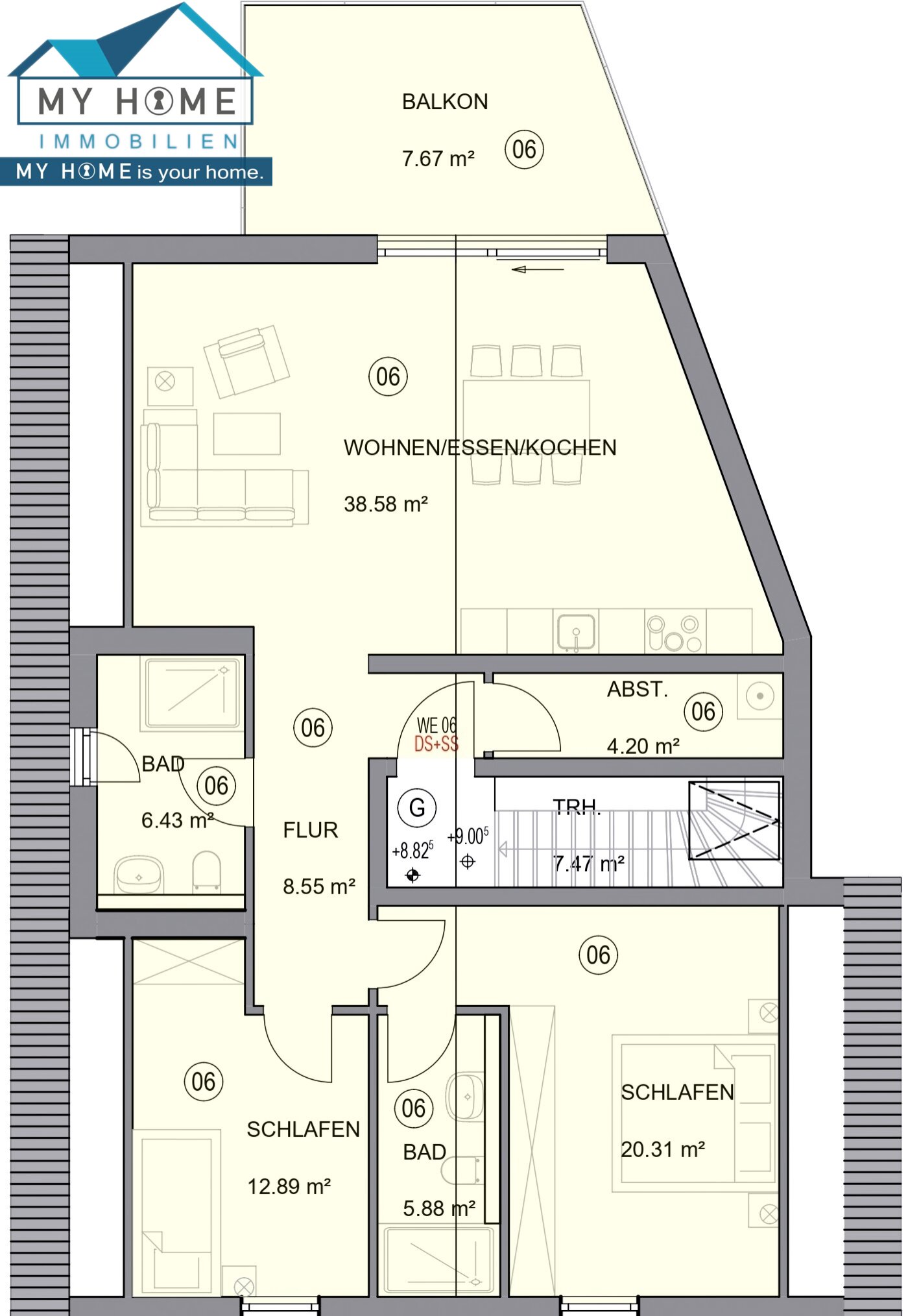 Wohnung  Maisonette Obergeschoss , ca. 107 m²