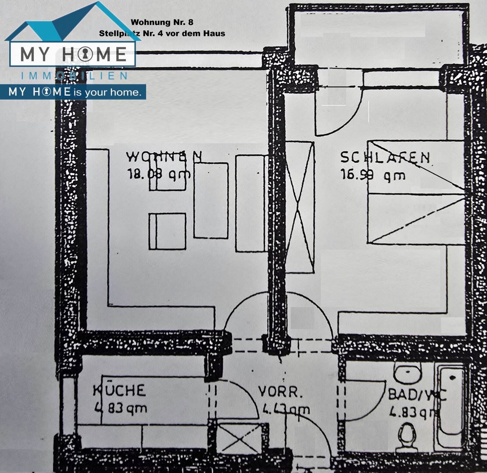 ETW incl. Küche & Stellplatz * zentrumsnah, 1 a Zustand * 2 Z,EBK,B * ca. 51 m²