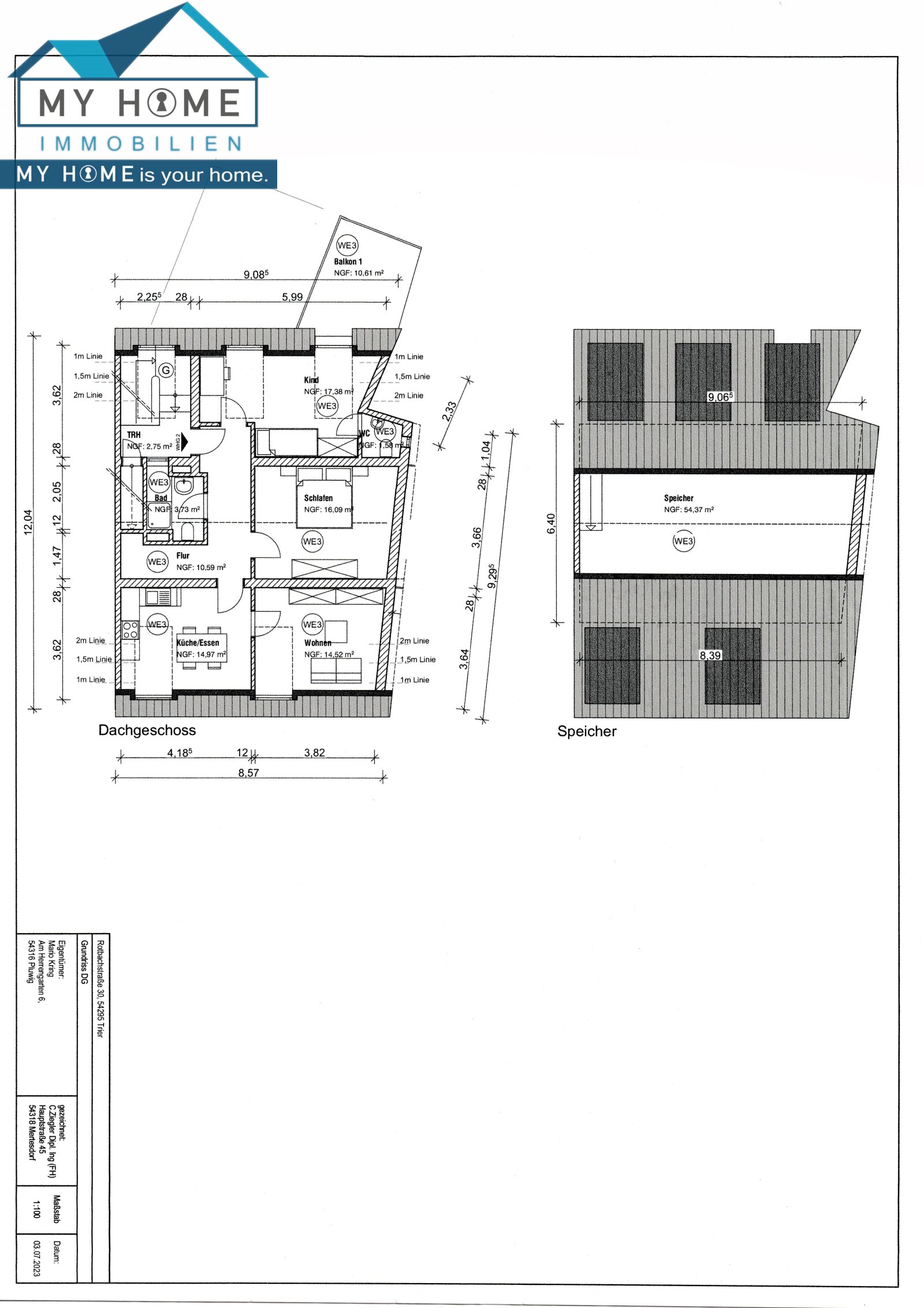 Dachterrassenwohnung in Top Lage * 3 Z, neue Küche & Bad, ca. 75 m²