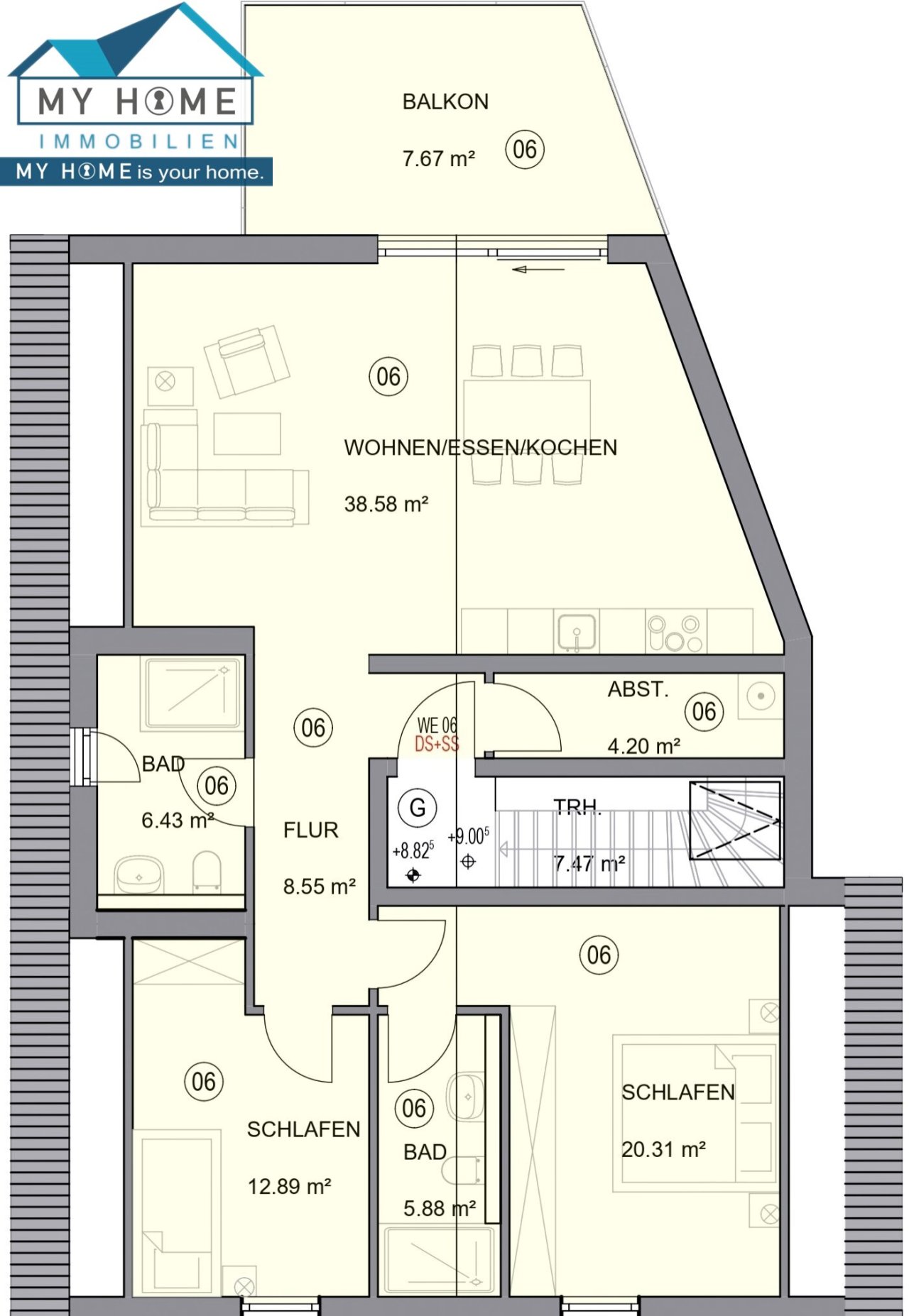 Wohnung Maisonette Obergeschoss , ca. 107 m² Wohnung Maisonette Obergeschoss , ca. 107 m²
