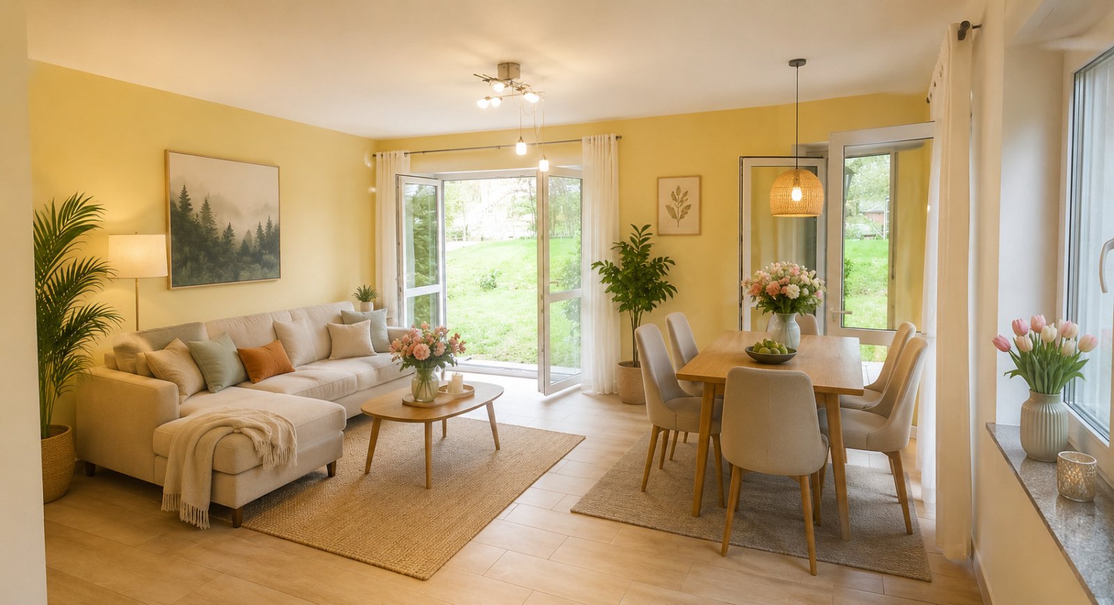 großzügiges Wohn-Esszimmer Gestaltungsvorschlag