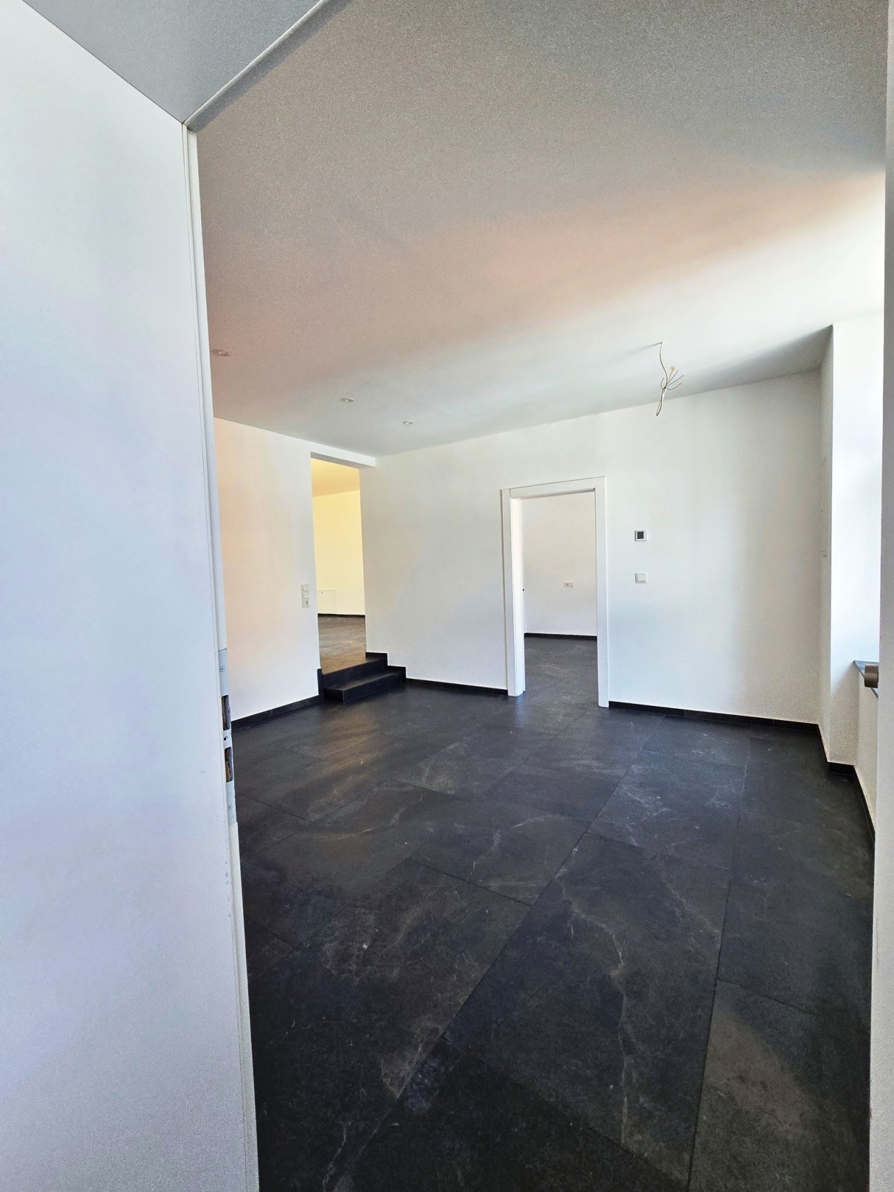 Blick Eingangstür über Küche zu WZ links und SZ Blick Eingangstür über Küche zu WZ links und SZ